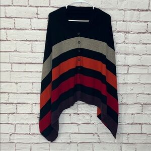 360 Cashmere Sharkbite Asymmetrical 100% Cashmere Button Down Poncho Like New